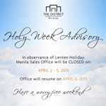 The District Boracay’s Holy Week Advisory