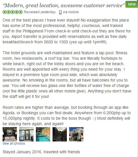 “Modern, great location, awesome customer service” Tripadvisor Review
