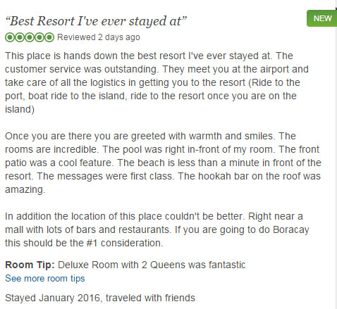 “Best Resort I’ve ever stayed at” Tripadvisor Review